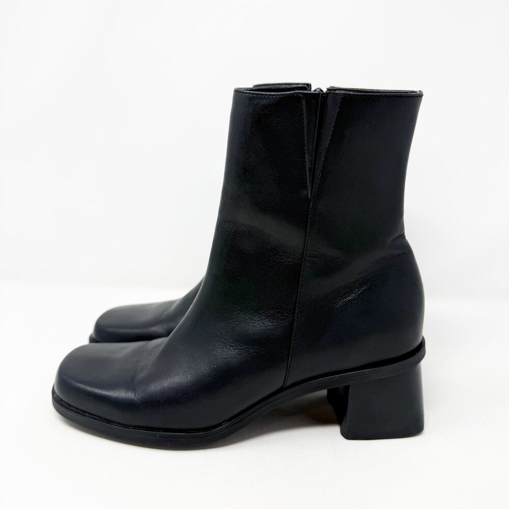 Vintage Y2K Naturalizer Black Leather Square Toe Booties Size 7 Made in Brazil - Picture 6 of 8